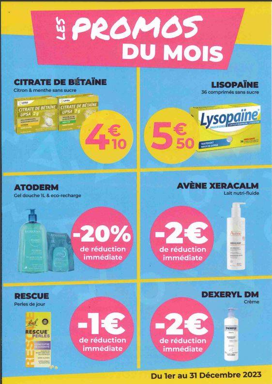 Les promotions du mois de décembre 2023 à la Pharmacie des Arènes de Toulouse