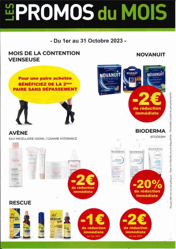 Les promotions du mois de octobre 2023 à la Pharmacie des Arènes de Toulouse